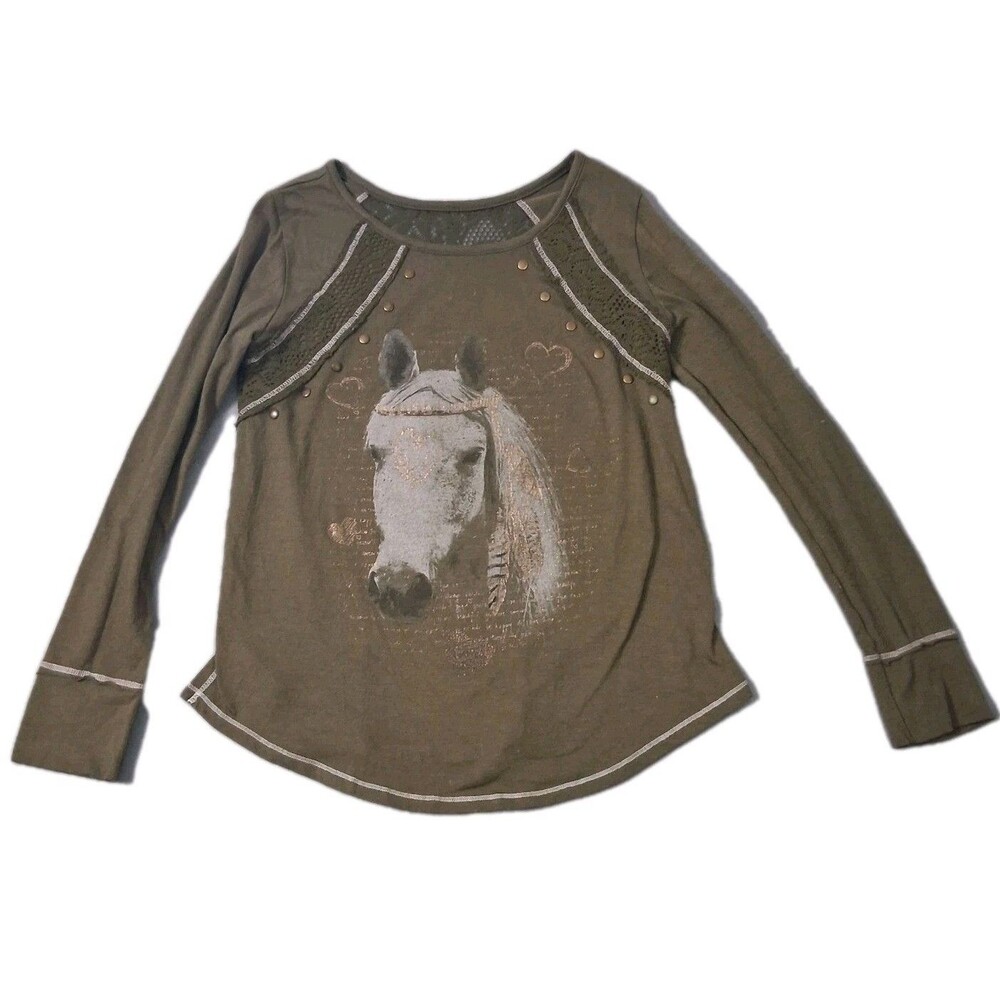 Rock 47 Wrangler Horse Top Size L Tshirt Burnout Western Boho Cowgirl Festival